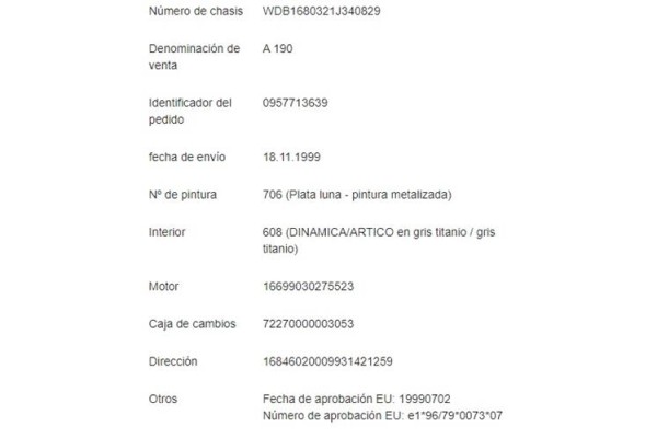 mercedes-benz clase a (bm 168) del año 1999