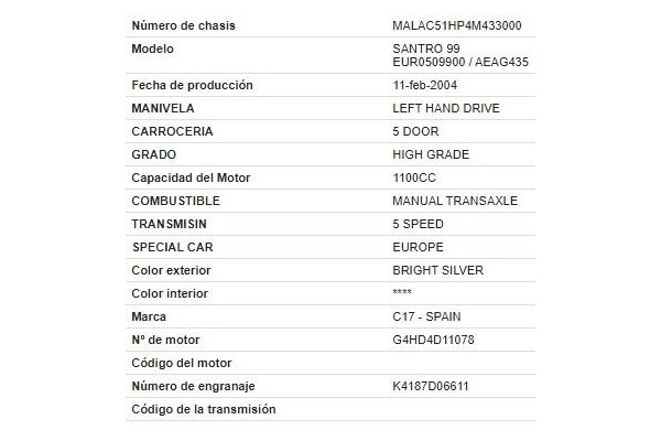 hyundai atos prime (mx) del año 2004