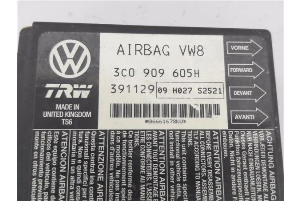 Recambio de centralita airbag para seat leon (1p1) 1.9 tdi referencia OEM IAM 3C0909605H 391129 