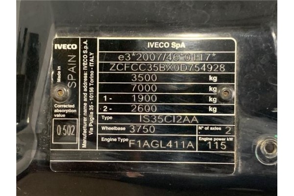 Recambio de frente delantero para iveco daily chasis 2.3 referencia OEM IAM 5801338103  