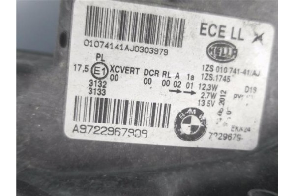 Recambio de faro delantero izquierdo para bmw serie 1 berlina 5p (f20) 1.6 118i referencia OEM IAM A9722967909 7318327 