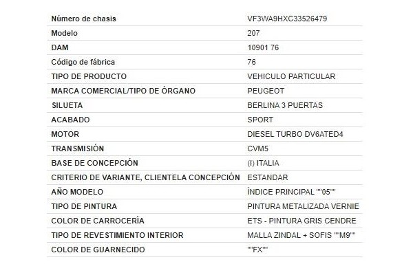 peugeot 207 del año 2007