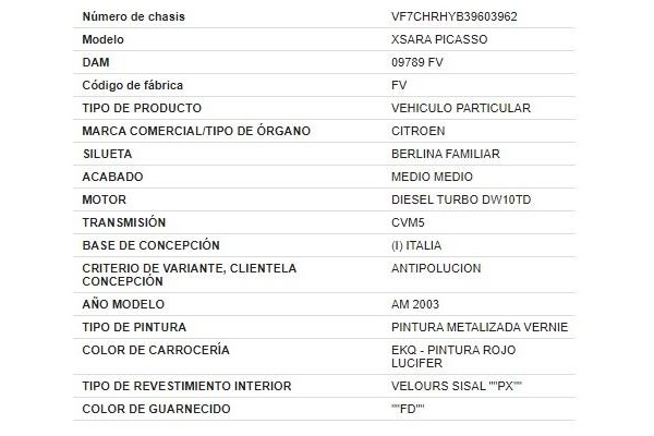 citroen xsara picasso del año 2003