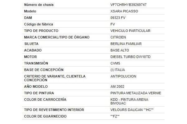citroen xsara picasso del año 2002
