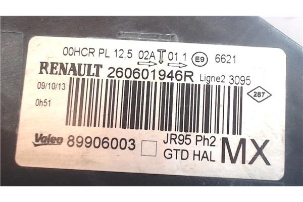 Recambio de faro delantero izquierdo para renault grand scénic iii (jz0/1_) 1.5 dci referencia OEM IAM 260601946R 89906003 