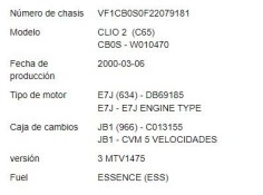 renault clio ii (xbo) del año 2000
