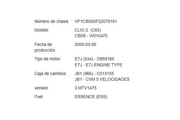 renault clio ii (xbo) del año 2000