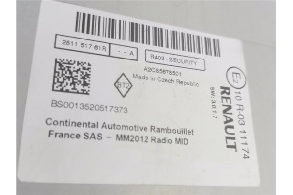 Recambio de autoradio para renault captur i 1.2 intens referencia OEM IAM 281151761R  