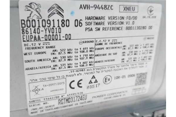 Recambio de autoradio para citroen c1 1.0 city edition referencia OEM IAM 86140YV010  