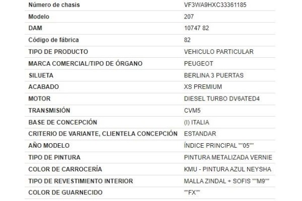 peugeot 207 del año 2006