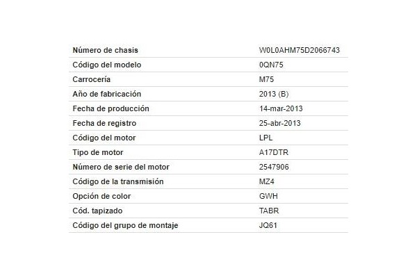 opel zafira del año 2013