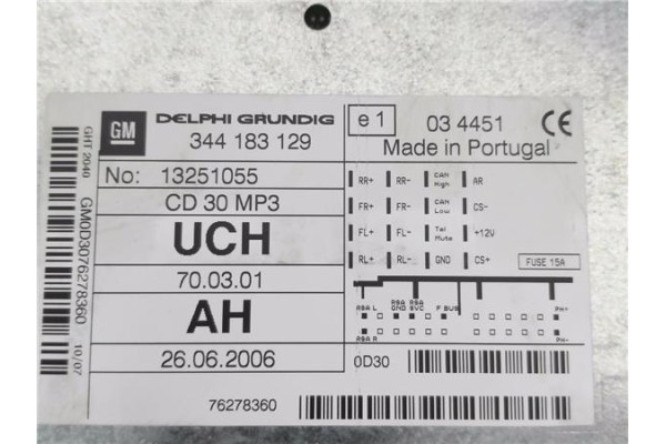 Recambio de radio / cd para opel astra h gtc 1.9 cdti referencia OEM IAM 344183129  
