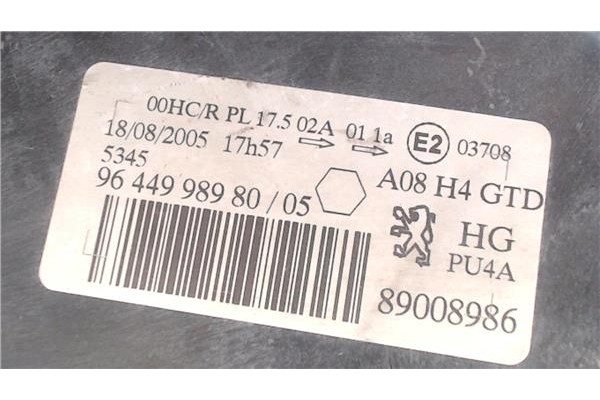 Recambio de faro delantero izquierdo para peugeot 1007 1.4 dolce referencia OEM IAM 9644998980 89008986 