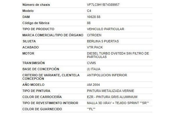 citroen c4 berlina del año 2006