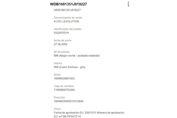 mercedes-benz clase a (bm 168) del año 2002