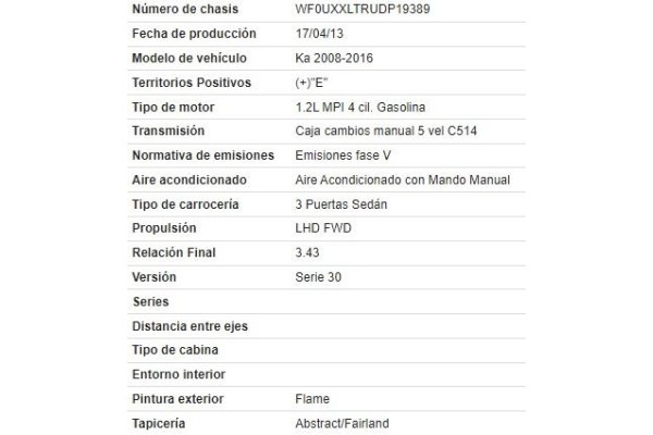 ford ka (ccu) del año 2013