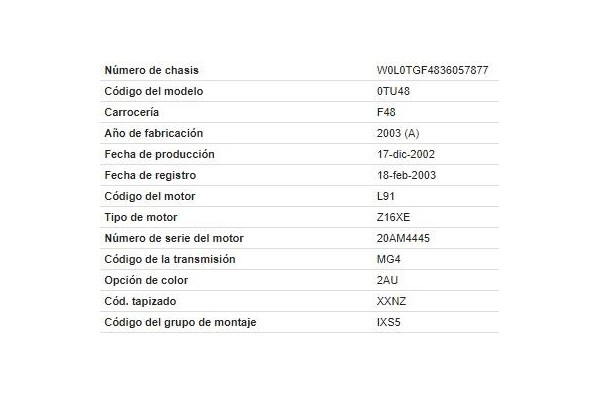 opel astra g fastback (f48_, f08_) del año 2003