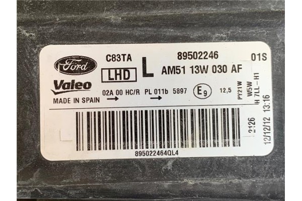 Recambio de faro delantero izquierdo para ford c-max (cb7) 1.6 titanium referencia OEM IAM AM5113W030AF 89502246 