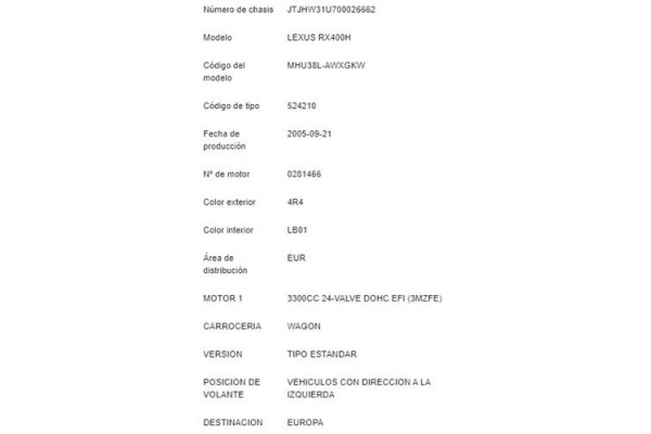 lexus rx (mcu_) del año 2005