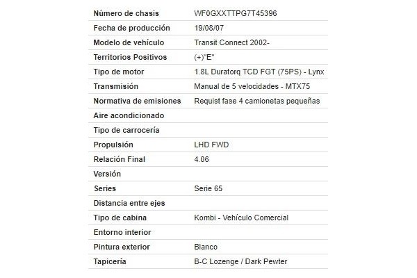 ford transit connect (p65_, p70_, p80_) del año 2009