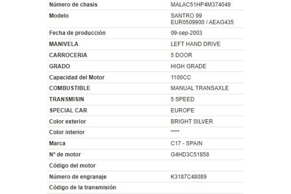 hyundai atos prime (mx) del año 2004