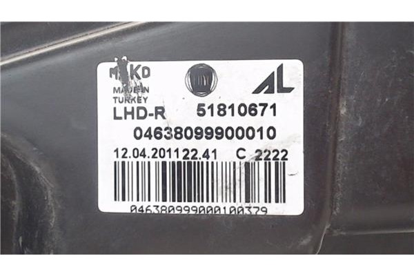 Recambio de faro delantero dcho para fiat doblo cargo caja/chasis (263) 1.3 d multijet referencia OEM IAM 51810671  