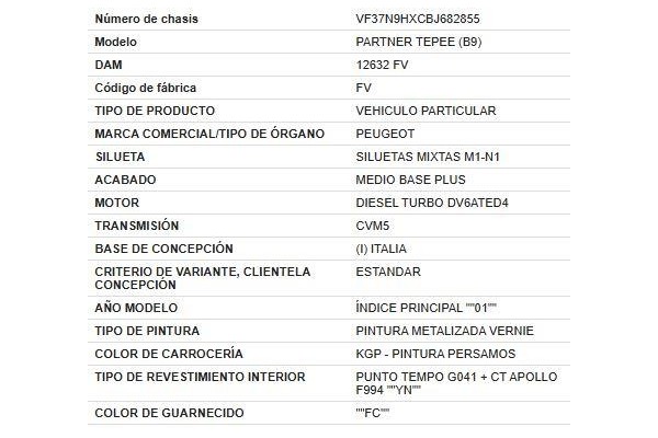 peugeot partner tepee del año 2011