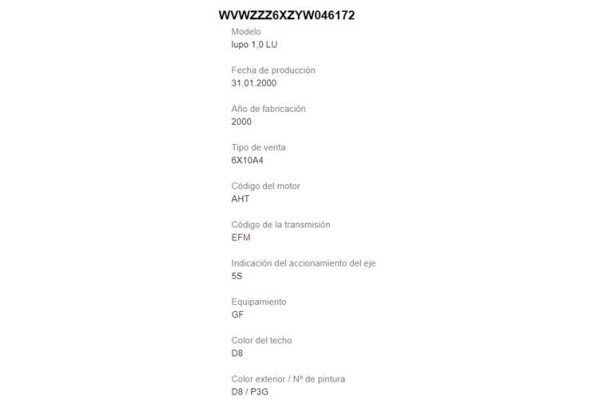 volkswagen lupo (6x1/6e1) del año 2000