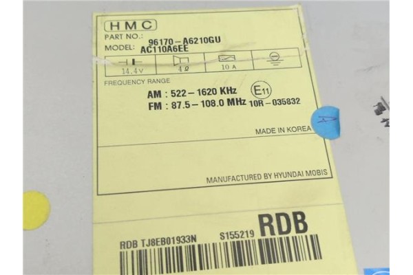 Recambio de autoradio para hyundai i30 (gd) 1.4 base referencia OEM IAM 96170A6210GU  