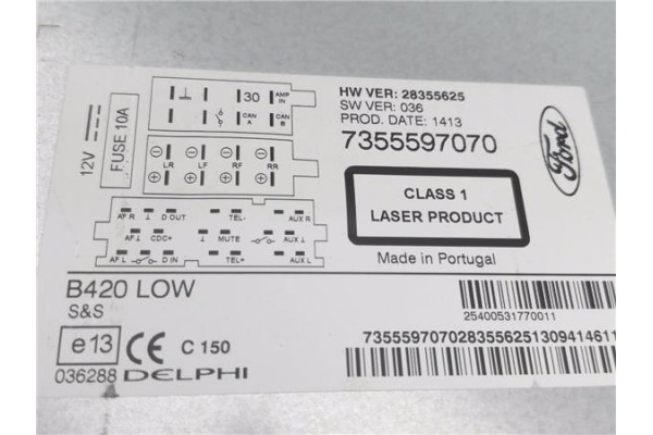 Recambio de autoradio para ford ka (ccu) 1.2 referencia OEM IAM 7355597070 28355625 