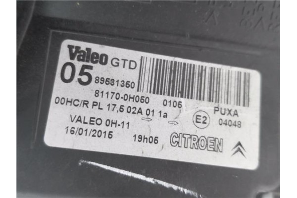 Recambio de faro delantero izquierdo para citroen c1 1.4 audace referencia OEM IAM 811700H050  