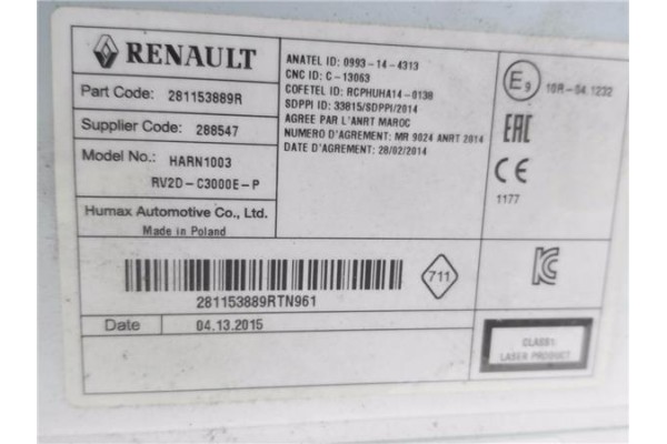 Recambio de autoradio para dacia sandero ii 1.2 ambiance referencia OEM IAM 281153889R  
