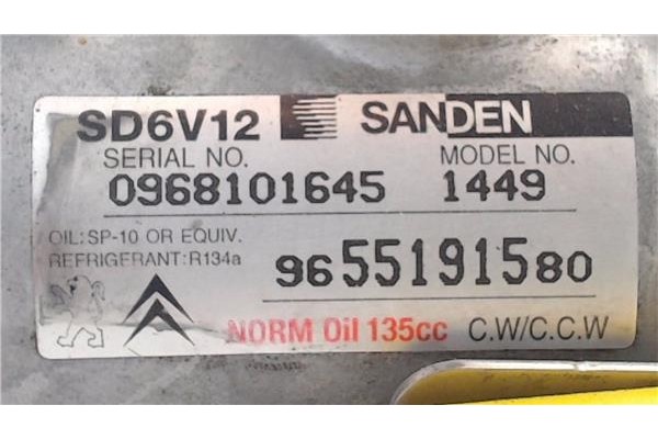 Recambio de compresor aire acond. para peugeot 206 cc cabrio-coupé 1.6 16v referencia OEM IAM 9655191580 968101645 