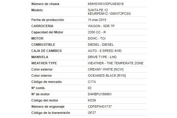 hyundai santa fe (dm) del año 2015