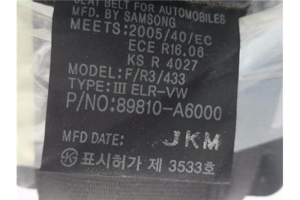 Recambio de cinturon seguridad trasero izquierdo para hyundai i30 (gd) 1.4 base referencia OEM IAM 89810A6000  