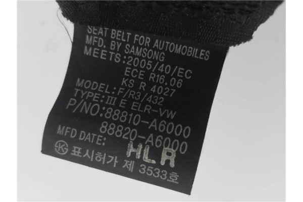 Recambio de cinturon seguridad delantero izquierdo para hyundai i30 (gd) 1.4 base referencia OEM IAM 88810A6000 88820A6000 