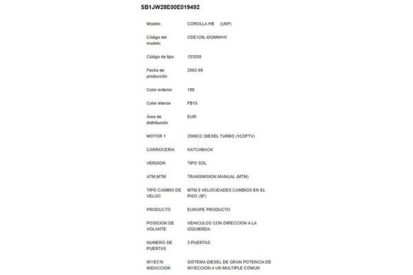 toyota corolla (e12) del año 2003