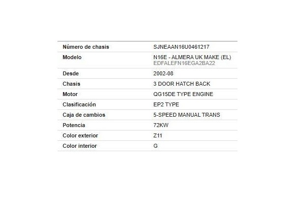 nissan almera (n16/e) del año 2004