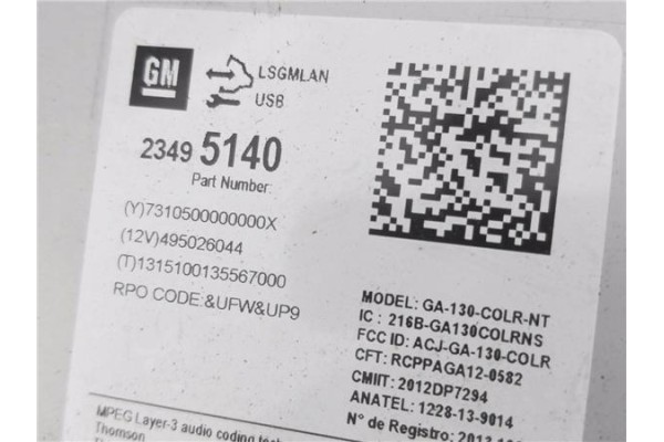 Recambio de radio / cd para opel astra j berlina 5p 1.6 selective referencia OEM IAM 23495140  