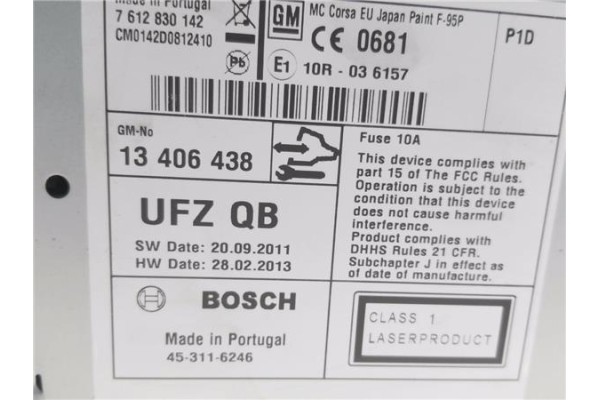 Recambio de autoradio para opel zafira 1.7 cdti referencia OEM IAM 13406438  