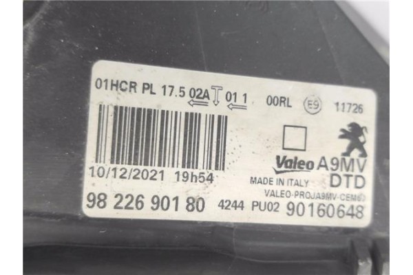 Recambio de faro delantero dcho para peugeot 208 1.2 access referencia OEM IAM 9822690180 90160648 