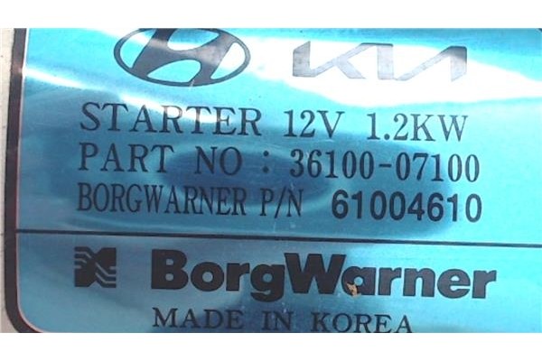 Recambio de motor arranque para kia picanto (ja) 1.0 gdi drive 5mt referencia OEM IAM 3610007100 61004610 