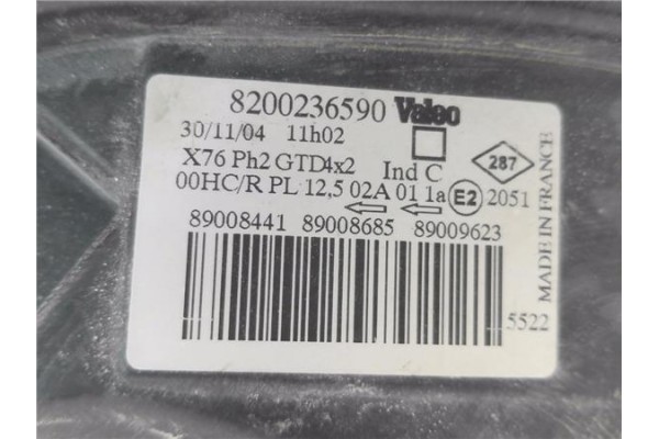 Recambio de faro delantero izquierdo para nissan kubistar (x76) 1.2 referencia OEM IAM 8200236590  