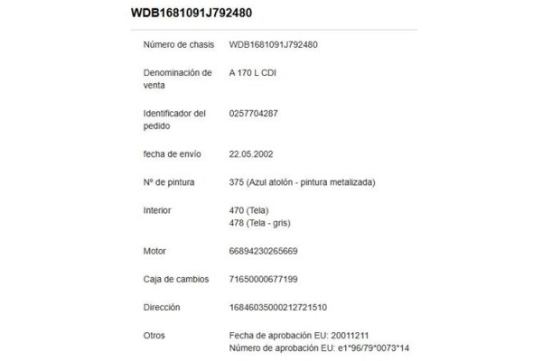 mercedes-benz clase a (bm 168) del año 2002