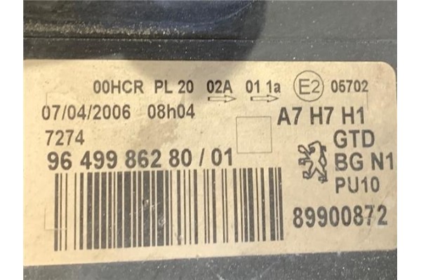 Recambio de faro delantero izquierdo para peugeot 207 1.6 hdi referencia OEM IAM 964998628001 89900872 