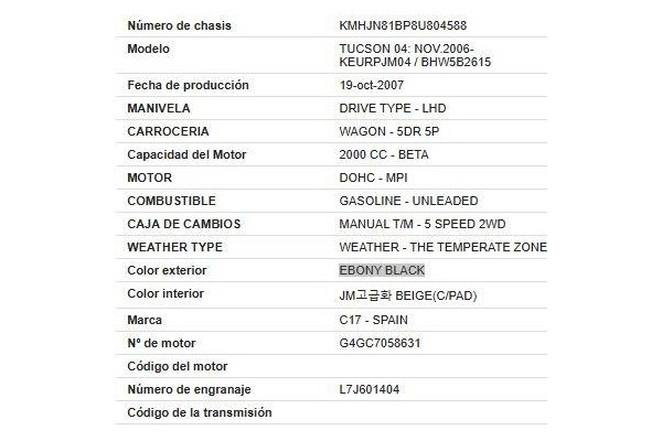 hyundai tucson (jm) del año 2007