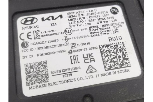 Recambio de centralita carroceria para kia picanto (ja) 1.0 gdi drive 5mt referencia OEM IAM 954B0G6010  