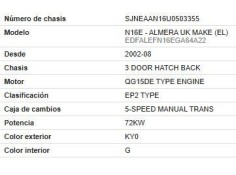 nissan almera ii hatchback (n16) del año 2004