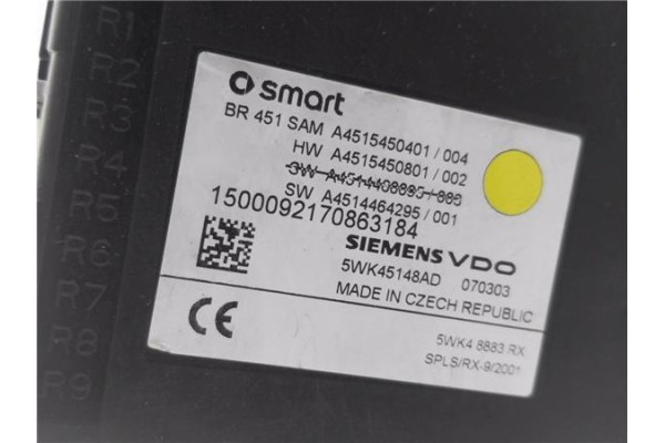 Recambio de caja fusibles/rele para smart fortwo coupe 1.0 fortwo coupe (52kw) referencia OEM IAM A4515450401 5WK45148AD 