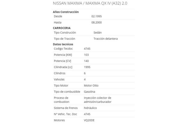 nissan maxima qx (a32) del año 1995